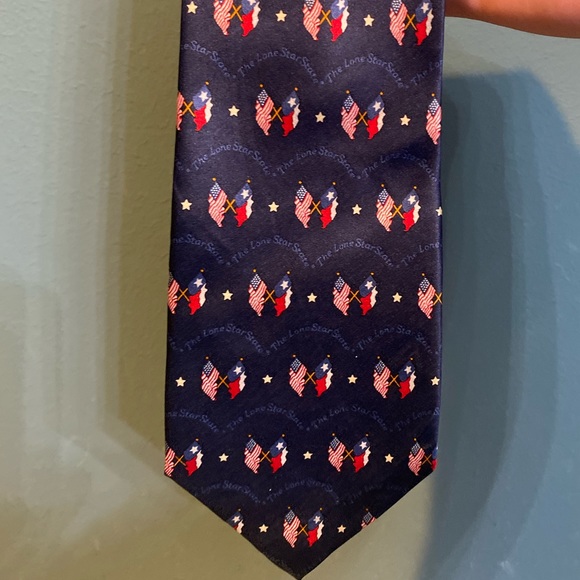 Texas and American Flags Tie Necktie - 100% silk - Picture 2 of 5